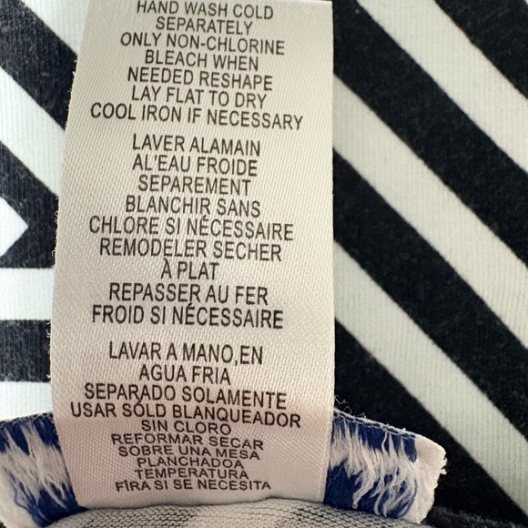 Tommy Bahama Chic Black White Geometric Striped Sleeveless Stretchy Mini Dress - Picture 10 of 12